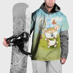 Накидка на куртку 3D с принтом Корги и бабочка в Петрозаводске, 100% полиэстер |  | Тематика изображения на принте: бабочка | корги | лето | малыш | собака | солнце | щенок