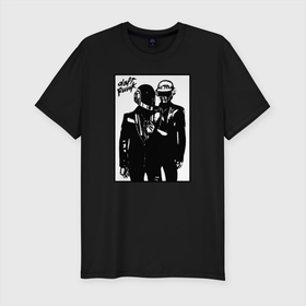 Мужская футболка хлопок Slim с принтом Daft Punk , 92% хлопок, 8% лайкра | приталенный силуэт, круглый вырез ворота, длина до линии бедра, короткий рукав | daft punk | electro music | electronic | дафт панк | диско | музыка | ретро | хаус | электро | электроника