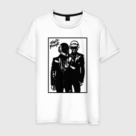 Мужская футболка хлопок с принтом Daft Punk в Кировске, 100% хлопок | прямой крой, круглый вырез горловины, длина до линии бедер, слегка спущенное плечо. | daft punk | electro music | electronic | дафт панк | диско | музыка | ретро | хаус | электро | электроника