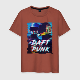 Мужская футболка хлопок с принтом Daft Punk в Новосибирске, 100% хлопок | прямой крой, круглый вырез горловины, длина до линии бедер, слегка спущенное плечо. | da funk | daft punk | daftpunk | epilogue | get lucky | instant crush | lose yourself to dance | music | one more time | ги мануэл де омем кристо | дафт панк | дафтпанк | том бангальтер