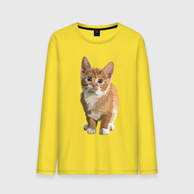 Мужской лонгслив хлопок с принтом Котик в Тюмени, 100% хлопок |  | cat | кот | котенок | котэ | рыжий котик
