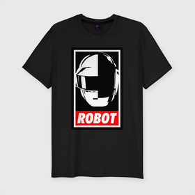 Мужская футболка хлопок Slim с принтом Daft Punk в Санкт-Петербурге, 92% хлопок, 8% лайкра | приталенный силуэт, круглый вырез ворота, длина до линии бедра, короткий рукав | cyberpunk | daft | daftpunk | electronic | get | guy | guy manuel | human | lucky | music | punk | robot | rock | thomas | дафт | дафтпанк | киберпанк | музыка | ню диско | панк | робот | рок | техно | томас | электро | электроник рок