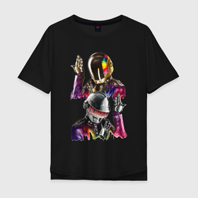 Мужская футболка хлопок Oversize с принтом Daft Punk , 100% хлопок | свободный крой, круглый ворот, “спинка” длиннее передней части | cyberpunk | daft | daftpunk | electronic | get | guy | guy manuel | human | lucky | music | punk | robot | rock | thomas | дафт | дафтпанк | киберпанк | музыка | ню диско | панк | робот | рок | техно | томас | электро | электроник рок