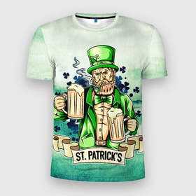 Мужская футболка 3D Slim с принтом За вас в Белгороде, 100% полиэстер с улучшенными характеристиками | приталенный силуэт, круглая горловина, широкие плечи, сужается к линии бедра | saint patricks day | арт | графика | март | патрик | святой патрик