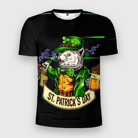 Мужская футболка 3D Slim с принтом Saint Patricks Day в Курске, 100% полиэстер с улучшенными характеристиками | приталенный силуэт, круглая горловина, широкие плечи, сужается к линии бедра | saint patricks day | арт | графика | март | патрик | святой патрик