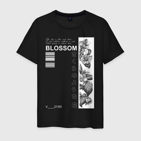 Мужская футболка хлопок с принтом BLOSSOM в Белгороде, 100% хлопок | прямой крой, круглый вырез горловины, длина до линии бедер, слегка спущенное плечо. | 8 марта | весна | девушке | женский | мама | подарок | топ | тренд | феминизм | цветы