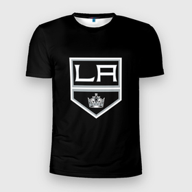 Мужская футболка 3D спортивная с принтом Лос-Анджелес Кингз (Форма1) в Екатеринбурге, 100% полиэстер с улучшенными характеристиками | приталенный силуэт, круглая горловина, широкие плечи, сужается к линии бедра | nhl | кингз форма | лос анджелес кингз | нхл | хоккей