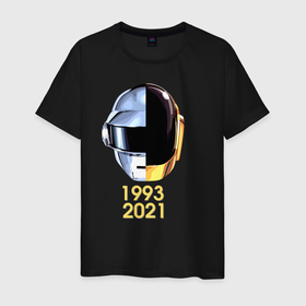 Мужская футболка хлопок с принтом Daft Punk в Белгороде, 100% хлопок | прямой крой, круглый вырез горловины, длина до линии бедер, слегка спущенное плечо. | getlucky | бангальтер | диско | омем кристо | синти поп | хаус