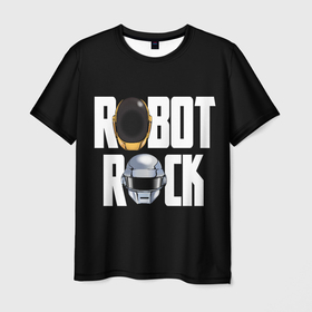 Мужская футболка 3D с принтом Robot Rock в Кировске, 100% полиэфир | прямой крой, круглый вырез горловины, длина до линии бедер | Тематика изображения на принте: cyberpunk | daft | daftpunk | electronic | get | guy | guy manuel | human | lucky | music | punk | robot | rock | thomas | дафт | дафтпанк | киберпанк | музыка | ню диско | панк | робот | рок | техно | томас | электро | электроник рок