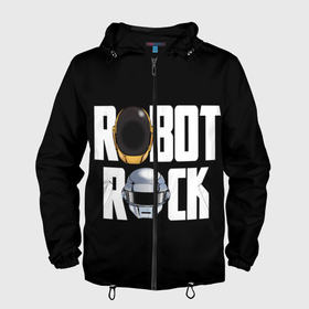 Мужская ветровка 3D с принтом Robot Rock в Новосибирске, 100% полиэстер | подол и капюшон оформлены резинкой с фиксаторами, два кармана без застежек по бокам, один потайной карман на груди | Тематика изображения на принте: cyberpunk | daft | daftpunk | electronic | get | guy | guy manuel | human | lucky | music | punk | robot | rock | thomas | дафт | дафтпанк | киберпанк | музыка | ню диско | панк | робот | рок | техно | томас | электро | электроник рок