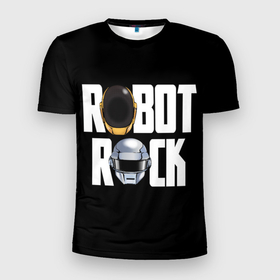 Мужская футболка 3D спортивная с принтом Robot Rock в Кировске, 100% полиэстер с улучшенными характеристиками | приталенный силуэт, круглая горловина, широкие плечи, сужается к линии бедра | Тематика изображения на принте: cyberpunk | daft | daftpunk | electronic | get | guy | guy manuel | human | lucky | music | punk | robot | rock | thomas | дафт | дафтпанк | киберпанк | музыка | ню диско | панк | робот | рок | техно | томас | электро | электроник рок