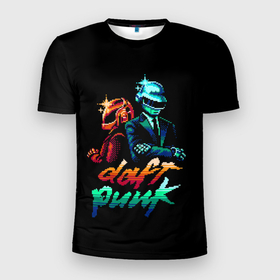 Мужская футболка 3D спортивная с принтом Daft Punk в Екатеринбурге, 100% полиэстер с улучшенными характеристиками | приталенный силуэт, круглая горловина, широкие плечи, сужается к линии бедра | cyberpunk | daft | daftpunk | electronic | get | guy | guy manuel | human | lucky | music | punk | robot | rock | thomas | дафт | дафтпанк | киберпанк | музыка | ню диско | панк | робот | рок | техно | томас | электро | электроник рок