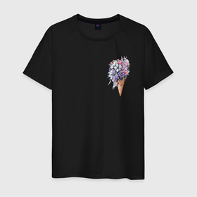 Мужская футболка хлопок с принтом Цветочное мороженое в Петрозаводске, 100% хлопок | прямой крой, круглый вырез горловины, длина до линии бедер, слегка спущенное плечо. | flo | flowers | растения | флористика | цветение | цветы