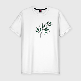 Мужская футболка хлопок Slim с принтом Leaves , 92% хлопок, 8% лайкра | приталенный силуэт, круглый вырез ворота, длина до линии бедра, короткий рукав | flo | flowers | растения | флористика | цветение | цветы