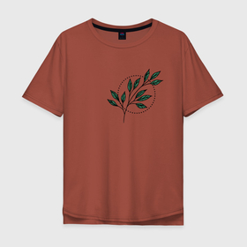 Мужская футболка хлопок Oversize с принтом Leaves , 100% хлопок | свободный крой, круглый ворот, “спинка” длиннее передней части | flo | flowers | растения | флористика | цветение | цветы