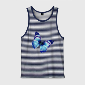 Мужская майка хлопок с принтом Синяя бабочка в Новосибирске, 100% хлопок |  | бабочка | крылья | мотылек | насекомое | полет | рисунок | синий