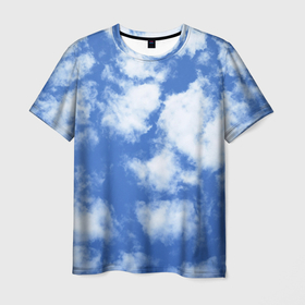 Мужская футболка 3D с принтом ОБЛАКА в Кировске, 100% полиэфир | прямой крой, круглый вырез горловины, длина до линии бедер | голубое небо | небо | небо паттерн | нежное небо | облака | синее небо | синий | тучи