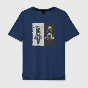 Мужская футболка хлопок Oversize с принтом Мотоцикл (ретро) , 100% хлопок | свободный крой, круглый ворот, “спинка” длиннее передней части | meme | манера | мем | мотоцикл | образ действия | ретро | символ
