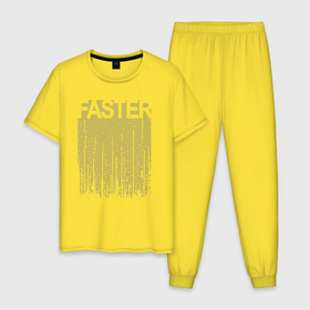 Мужская пижама хлопок с принтом FASTER в Тюмени, 100% хлопок | брюки и футболка прямого кроя, без карманов, на брюках мягкая резинка на поясе и по низу штанин
 | fast | faster | бегун | быстрый | надпись | спорт | спортсмен | текст | текстовый