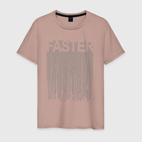 Мужская футболка хлопок с принтом FASTER в Тюмени, 100% хлопок | прямой крой, круглый вырез горловины, длина до линии бедер, слегка спущенное плечо. | fast | faster | бегун | быстрый | надпись | спорт | спортсмен | текст | текстовый