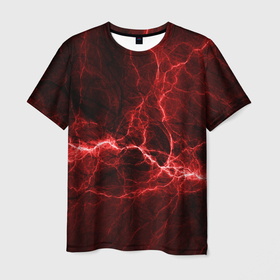 Мужская футболка 3D с принтом Разряд Молний в Рязани, 100% полиэфир | прямой крой, круглый вырез горловины, длина до линии бедер | абстракция | гроза | молнии | природа | разряд молний