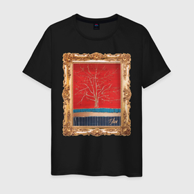 Мужская футболка хлопок с принтом Золотое дерево в Санкт-Петербурге, 100% хлопок | прямой крой, круглый вырез горловины, длина до линии бедер, слегка спущенное плечо. | дерево | золото | картина | рама | художник