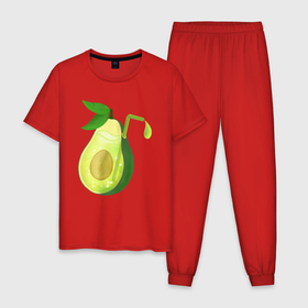 Мужская пижама хлопок с принтом СОК АВОКАДО , 100% хлопок | брюки и футболка прямого кроя, без карманов, на брюках мягкая резинка на поясе и по низу штанин
 | avocado | avocato | food | juice | summer | авокадо | авокато | еда | лето | отдых | сок | фрукт | фрукты | ягода | ягоды