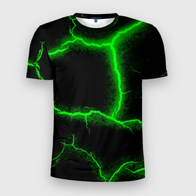 Мужская футболка 3D спортивная с принтом К - 13 зелёная трещина 3D в Петрозаводске, 100% полиэстер с улучшенными характеристиками | приталенный силуэт, круглая горловина, широкие плечи, сужается к линии бедра | :
узор | абстракция | искуство | культура | минимализм | текстура
