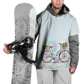 Накидка на куртку 3D с принтом акварельный велосипед , 100% полиэстер |  | Тематика изображения на принте: акварель | багажник | букет | велосипед | женский велик | корзинка | краска | мило | низкая рама | рисунок