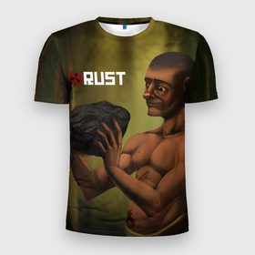 Мужская футболка 3D Slim с принтом Rust в Курске, 100% полиэстер с улучшенными характеристиками | приталенный силуэт, круглая горловина, широкие плечи, сужается к линии бедра | air drop | facepunch | game | rust | survival | wolf | аир дроп | выживание | игра