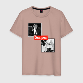 Мужская футболка хлопок с принтом Anime Senpai в Тюмени, 100% хлопок | прямой крой, круглый вырез горловины, длина до линии бедер, слегка спущенное плечо. | anime | sempay | senpay | аниме | девушки | семпай | сенпай | тян