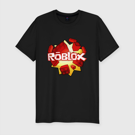 Мужская футболка хлопок Slim с принтом ROBLOX LOGO в Новосибирске, 92% хлопок, 8% лайкра | приталенный силуэт, круглый вырез ворота, длина до линии бедра, короткий рукав | piggy | roblox | roblox games | roblox piggy | игра роблокс | пигги. | роблокс | роблокс пигги | робукс
