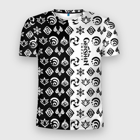 Мужская футболка 3D спортивная с принтом Genshin Impact в Новосибирске, 100% полиэстер с улучшенными характеристиками | приталенный силуэт, круглая горловина, широкие плечи, сужается к линии бедра | anime | game | zelda | аниме | геншин | дилюк | игра | импакт | итэр | люмин | молитва | паймон | тейват