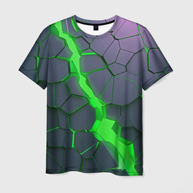 Мужская футболка 3D с принтом ЗЕЛЕНЫЙ РАЗЛОМ | 3Д РАЗЛОМ , 100% полиэфир | прямой крой, круглый вырез горловины, длина до линии бедер | 3d | 3д | abstrakt | couter strike | csgo | dota | geometry | green | lol | rift | steel | wow | абстракт | геометрия | дота | зеленый | камни | кубики | пластик | плиты | разлом | раскол | свет | скин | сталь | текстура | трещина