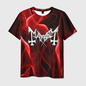 Мужская футболка 3D с принтом MAYHEM в Новосибирске, 100% полиэфир | прямой крой, круглый вырез горловины, длина до линии бедер | mayhem | metal | rock | the true mayhem. | блэк метал | дэд | мертвый | метал | музыка | мэйхем | рок