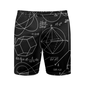 Мужские шорты спортивные с принтом Геометрия в Петрозаводске,  |  | вычисления | геометрия | линии | минимализм | формулы | школа