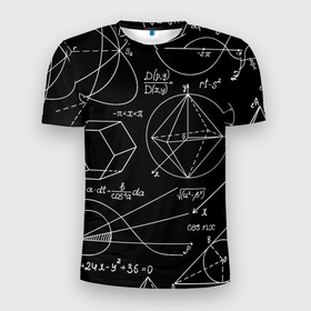 Мужская футболка 3D спортивная с принтом Геометрия в Санкт-Петербурге, 100% полиэстер с улучшенными характеристиками | приталенный силуэт, круглая горловина, широкие плечи, сужается к линии бедра | вычисления | геометрия | линии | минимализм | формулы | школа