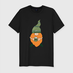 Мужская футболка хлопок Slim с принтом Гном - День святого Патрика в Санкт-Петербурге, 92% хлопок, 8% лайкра | приталенный силуэт, круглый вырез ворота, длина до линии бедра, короткий рукав | борода | гном | день святого патрика | зеленый | ирландия | лепрекон | мультяшный | оранжевый | патрик | подарок | символ | смешной | фэнтези