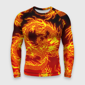 Мужской рашгард 3D с принтом ДРАКОН ,  |  | china | dragon | fire | абстракция | дракон | китай | мифические существа | огонь | узор.