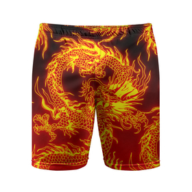 Мужские шорты спортивные с принтом ДРАКОН в Санкт-Петербурге,  |  | china | dragon | fire | абстракция | дракон | китай | мифические существа | огонь | узор.