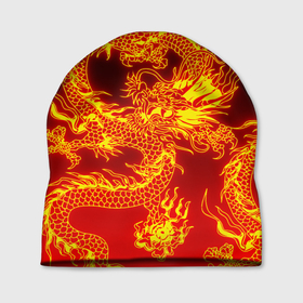 Шапка 3D с принтом ДРАКОН , 100% полиэстер | универсальный размер, печать по всей поверхности изделия | china | dragon | fire | абстракция | дракон | китай | мифические существа | огонь | узор.