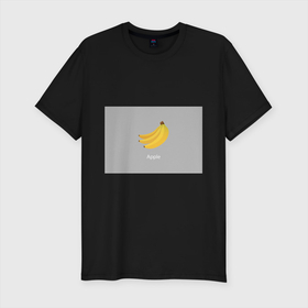 Мужская футболка хлопок Slim с принтом Banana в Санкт-Петербурге, 92% хлопок, 8% лайкра | приталенный силуэт, круглый вырез ворота, длина до линии бедра, короткий рукав | apple | banana | grey | банан | серый | яблоко