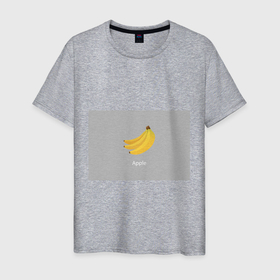 Мужская футболка хлопок с принтом Banana в Тюмени, 100% хлопок | прямой крой, круглый вырез горловины, длина до линии бедер, слегка спущенное плечо. | apple | banana | grey | банан | серый | яблоко