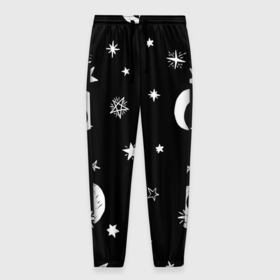 Мужские брюки 3D с принтом Звездное небо в Тюмени, 100% полиэстер | манжеты по низу, эластичный пояс регулируется шнурком, по бокам два кармана без застежек, внутренняя часть кармана из мелкой сетки | звездное небо | звездочки | звезды | космос | минимализм | полумесяц