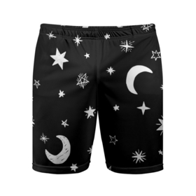 Мужские шорты спортивные с принтом Звездное небо в Белгороде,  |  | звездное небо | звездочки | звезды | космос | минимализм | полумесяц