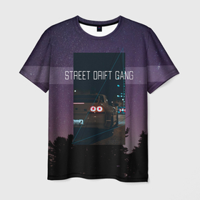 Мужская футболка 3D с принтом Street Drift Gang | Дрифт в Белгороде, 100% полиэфир | прямой крой, круглый вырез горловины, длина до линии бедер | drift | gang | gtr | jdm | king | nissan | skyline | street | геометрия | годзилла | город | дрифт | дрифта | звездное | звезды | король | космос | небо | ниссан | ночной | скай | скайлайн | улица | уличного | фонк