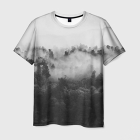 Мужская футболка 3D с принтом Лес в Петрозаводске, 100% полиэфир | прямой крой, круглый вырез горловины, длина до линии бедер | tegunvteg | деревья | лес | листья | природа | темный лес | туман | туман в лесу