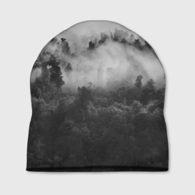 Шапка 3D с принтом Лес , 100% полиэстер | универсальный размер, печать по всей поверхности изделия | tegunvteg | деревья | лес | листья | природа | темный лес | туман | туман в лесу