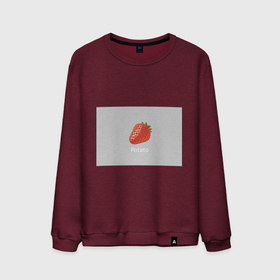 Мужской свитшот хлопок с принтом Strawberry potatoes в Тюмени, 100% хлопок |  | Тематика изображения на принте: grey | patato | strawberry | картошка | клубника | серый