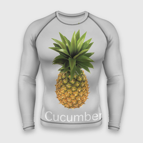 Мужской рашгард 3D с принтом Pineapple cucumber в Курске,  |  | Тематика изображения на принте: cucumber | grey | pineapple | ананас | огурец | серый